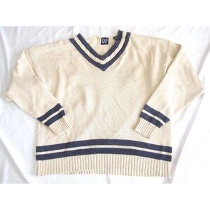 Vtg GAP Old Money Varsity Sweater Ivy Preppy V-Neck Academia Sz XL (MS48) Issue